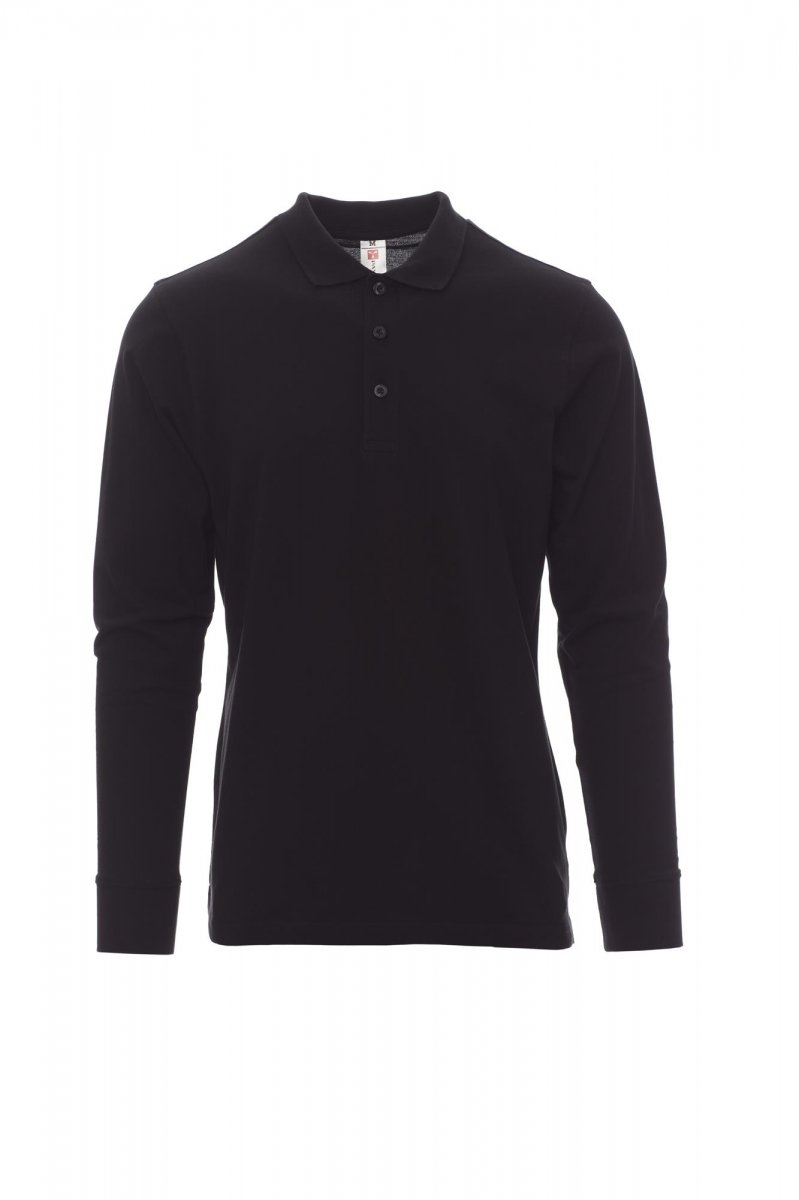 Polo a maniche lnghe da uomo 100% Cotone piqué Payper Verona - XS-jjNero