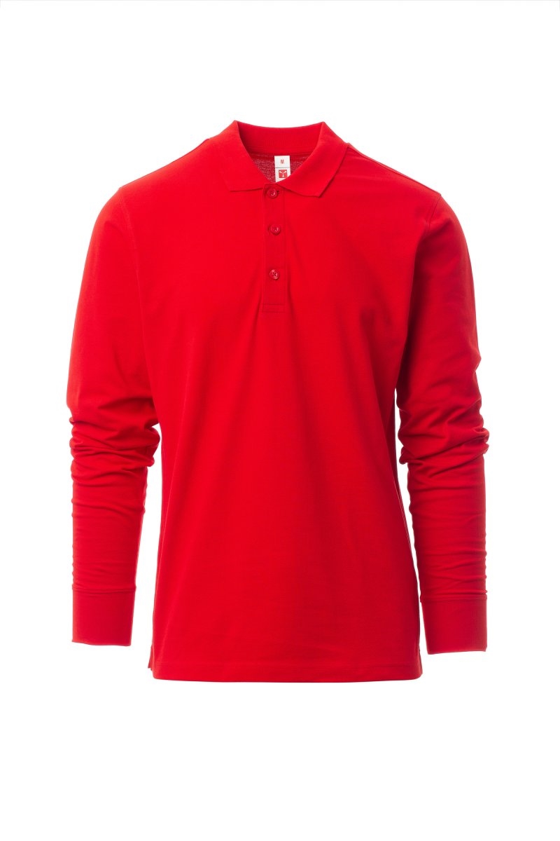 Polo a maniche lnghe da uomo 100% Cotone piqué Payper Verona - XS-jjRosso