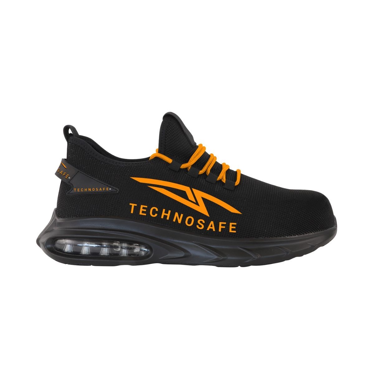 Scarpa antinfortunistica Technosafe Neon Black Orange Shock S1P Src bassa comoda leggera antiscivolo in anteprima