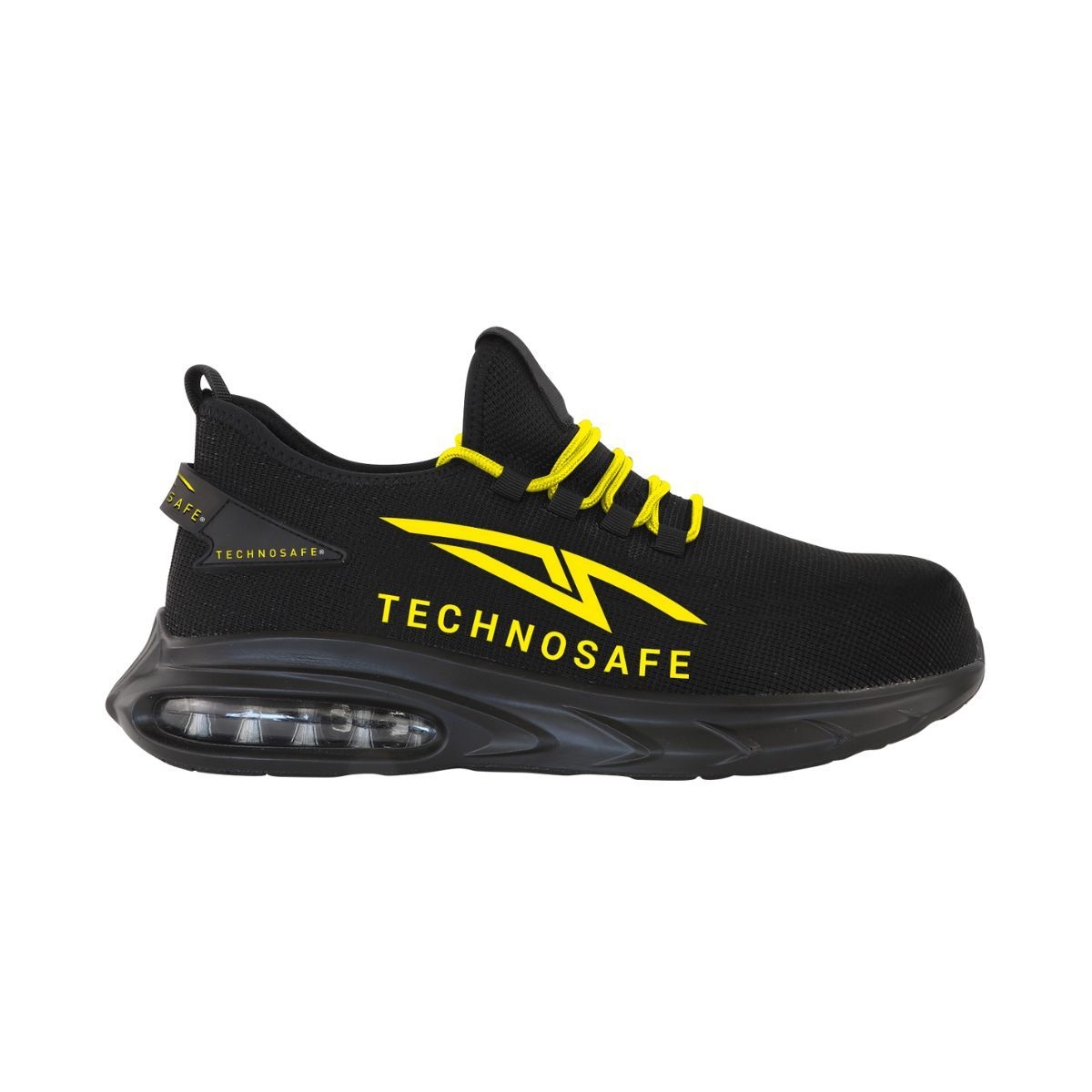 Scarpa antinfortunistica Technosafe Neon Black Yellow Shock S1P Src bassa comoda leggera antiscivolo in anteprima