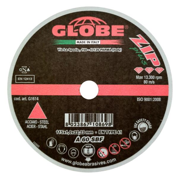 25 dischi da taglio per smerigliatrice per taglio acciaio e acciaio INOX Globe G1614 DYN